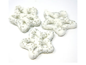Yogurt Coated Snowflake Pretzels